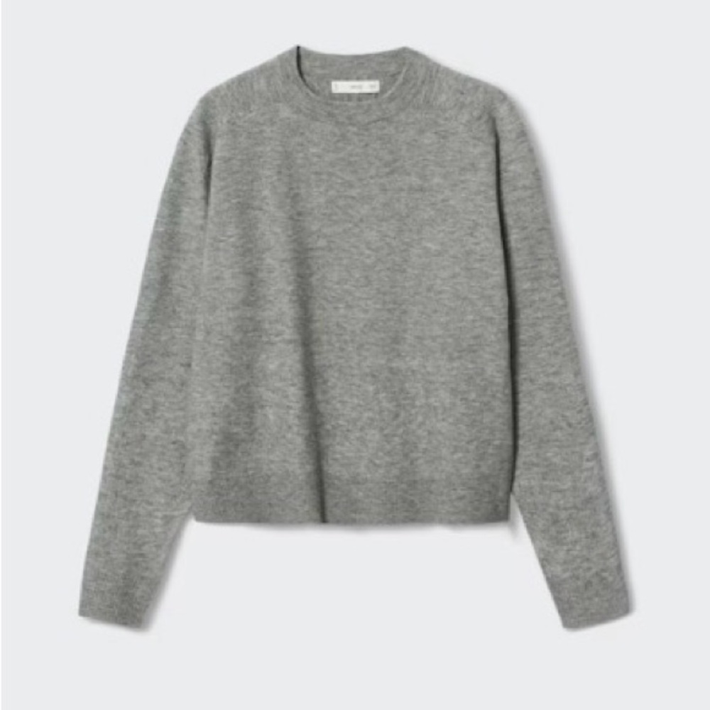 Mango Gray Round Neck Cotton Sweater